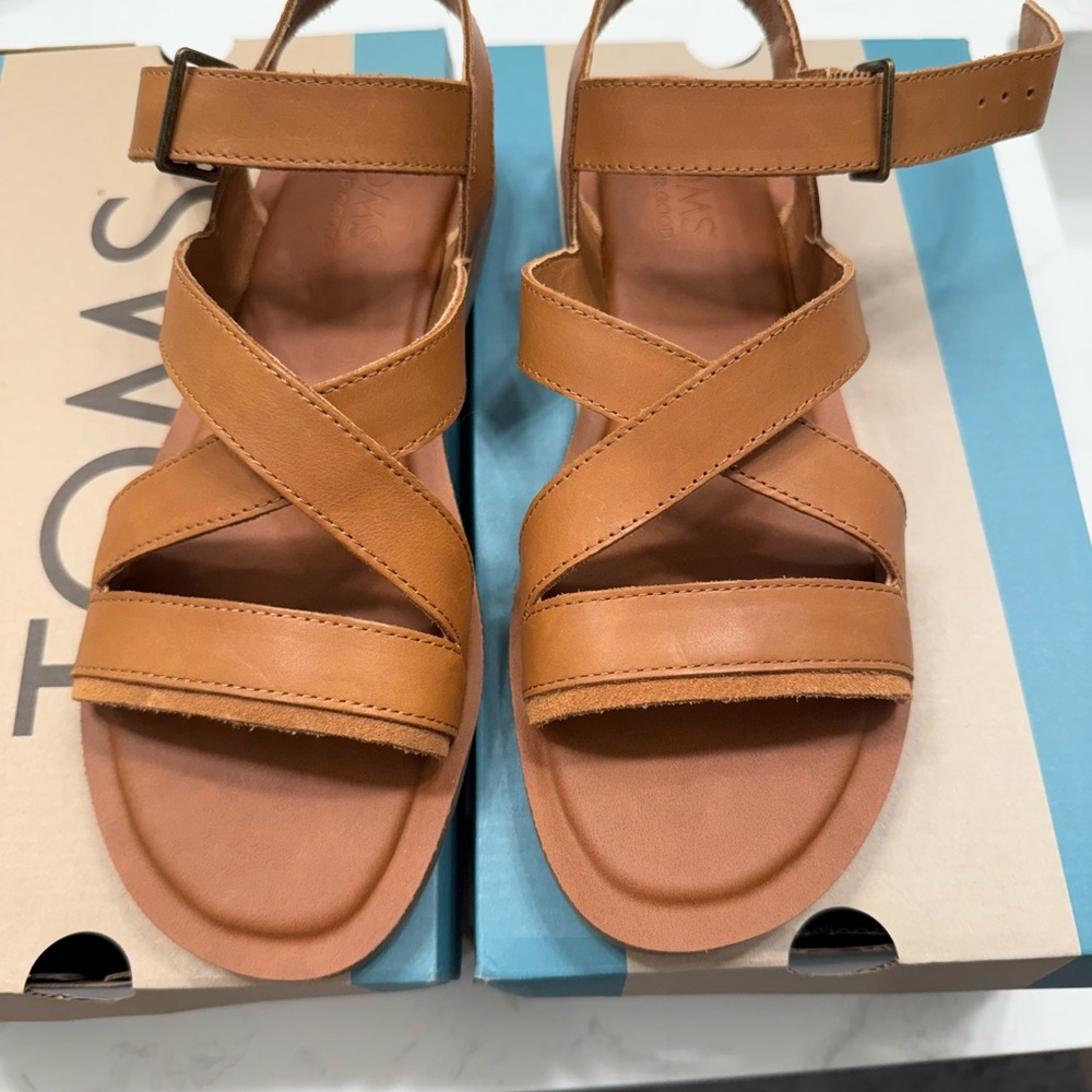 TOMS Sloane Tan Leather Sandals
